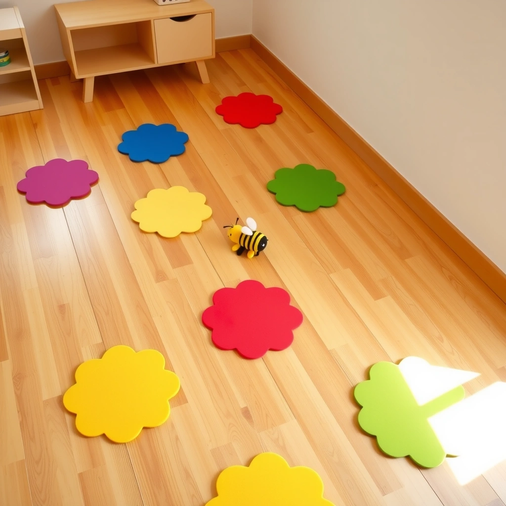 Rozmieszczenie "kwiatków" na podłodze — scena ruchowa - Materiały - Dzień Pszczoły